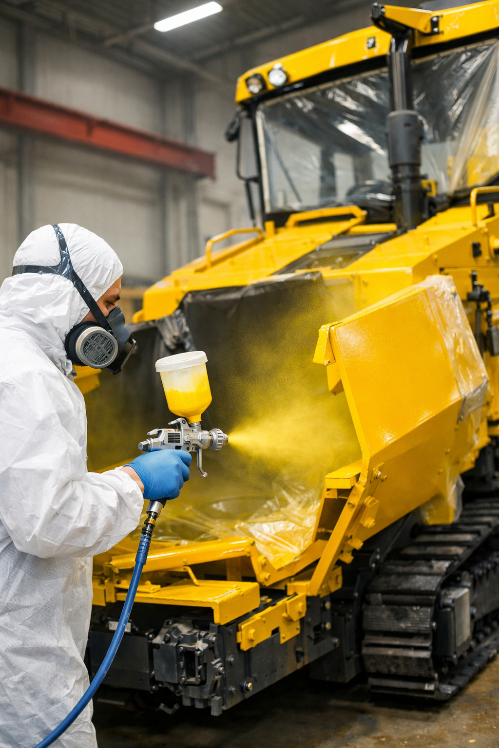 Endüstriyel boyama detay — palet üstü makine yenileme